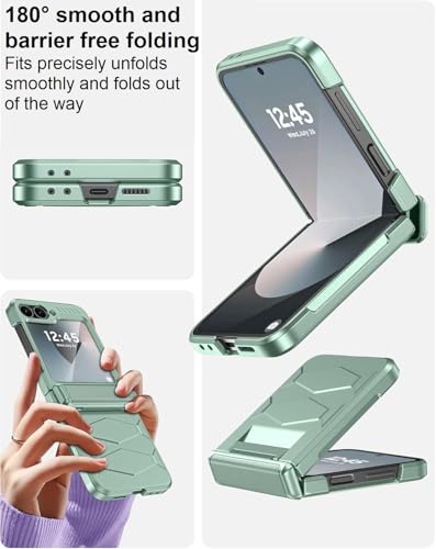 Image of Midkart Hinge Protection Cover Compatible with Samsung Galaxy Z Flip 6 / Z Flip 7 FE with Built-in Screen Protection Armor Case Shockproof, Mint Green