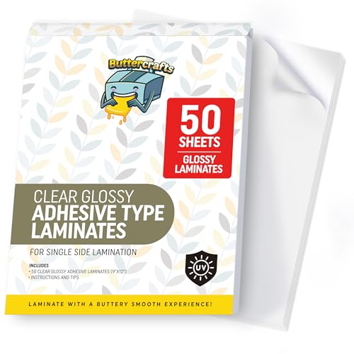 Self Adhesive Laminating Sheets Anti-UV Vinyl (50 Sheets Glossy): Clear Vinyl Laminating Paper - Sticker Laminate Sheets Waterproof, Transparent Vinyl
