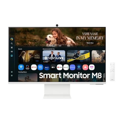 Smart Monitor Samsung M8 32', UHD, Plataforma Tizen™, Tap View, USB-c (65W), USB Hub, HDMI, Bluetooth, HAS, Alexa, Branco, 2025