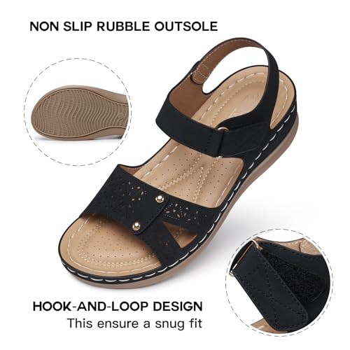 Image of SHIBEVER Women Flat Sandals Comfortable: Arch Support Sandals Dressy