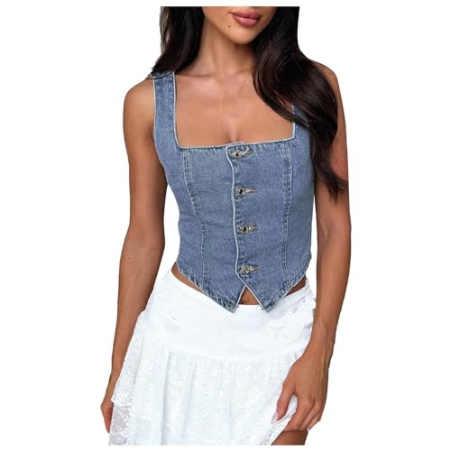 Women's Summer Fashion Denim Casual Loose Comfortable Sleeveless Vest Tennis Top Women