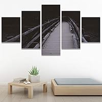 SIGNWIN 5 Panel Canvas Wall Art Wooden Bridge for Home Decorations Ready to Hang - 60