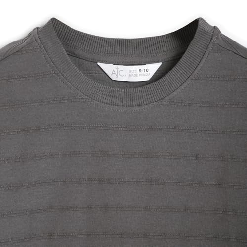 Image of Alan Jones Clothing Boys Oversized T-Shirt with Embossed Stripe Design | Half Sleeve Round Neck Casual Tee for Kids