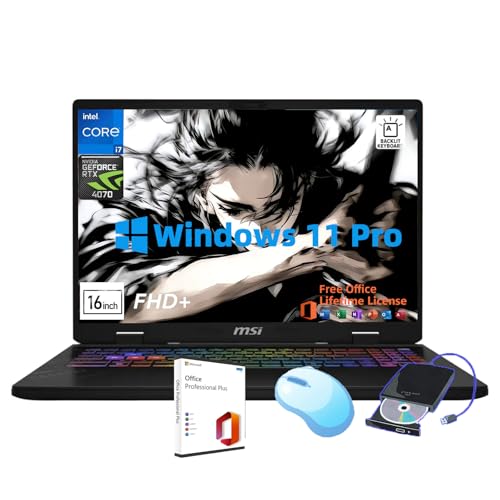 Image of MSI Crosshair 16 inch Gaming Laptop - w /Office & External DVD Drive, Intel i7 14650HX (16core, 5.2GHz), Backlit Keyboard, 144hz FHD+, NVIDIA RTX 4070, Win 11 Pro, (64 GB RAM,1 TB SSD)