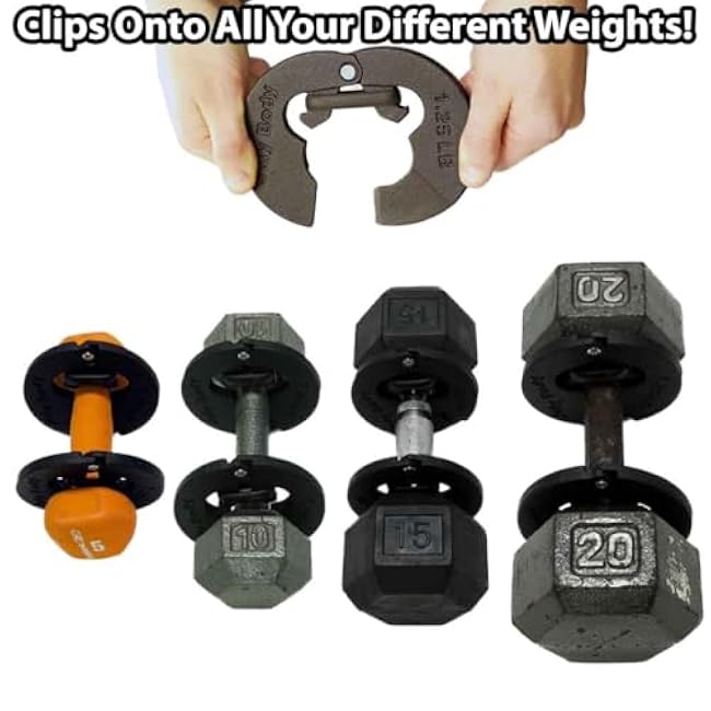 1.25 Pound Weight Clips ¨C Adds 2.5 Total Pounds - For Dumbbells, Kettlebells, and Barbells - Makes 7.5 12.5 17.5 22.5 27.5 Pound Dumbbells - (4 Clip Pack)