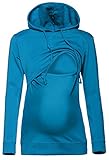 Modell Höhe: 172 cm. Happy Mama. Damen Kapuzenpullover Stillzeit Top Zweilagiges Sweatshirt. 272p (Cyan, 36, S)
