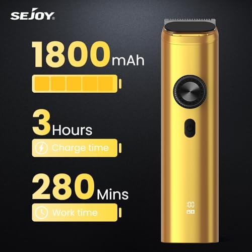 Sejoy Men's Hair Trimmer & Razor Beard Trimmer, 8 Set for Beard, Face, Head Hair, Gold - Image 3