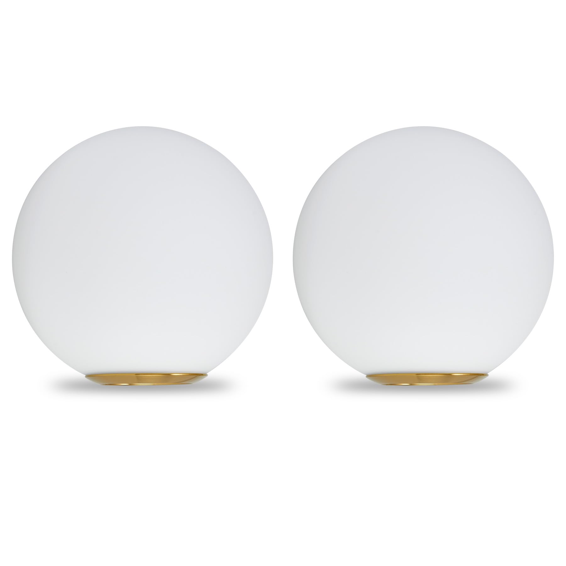 Photo 1 of 2 Pack Opal Matte Glass Globe Lampshades with Brushed Gold Base, Replacement Light Shades for Wall Sconces and Pendant Lights