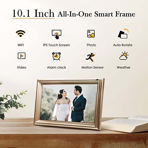 Wifi Digital Photo Frame 10.1 Inch Ips Hd Cloud Smart Digital Picture Frame,16Gb Storage, Wall Mountable, Auto-Rotate, Share Photos Via App, Auto-Rotate, Send Photos From Anywhere #TOP2