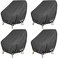 ULTCOVER Waterproof Patio Chair Cover – Outdoor Lounge Deep Seat Single Lawn Chair Cover 4 Pack Fits Up to 28W x 30D x 32H inches, Black