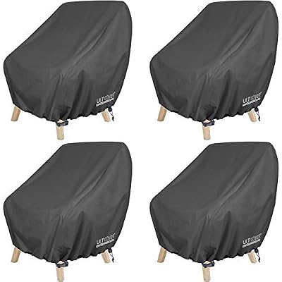 ULTCOVER Waterproof Patio Chair Cover – Outdoor Lounge Deep Seat Single Lawn Chair Cover 4 Pack Fits Up to 28W x 30D x 32H inches, Black