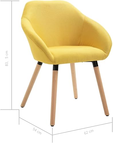 Miniatura 2 de 4-Piece Yellow Fabric Dining Chairs Set with Solid Wood Legs, Modern Farmhouse Kitchen & Living Room Furniture, Thick Foam Padded Comfortable