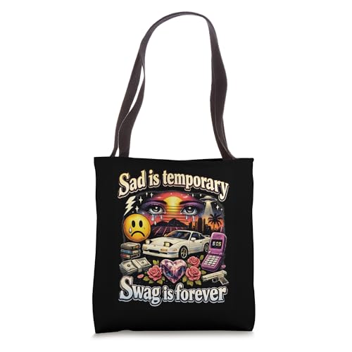 Sad Is Temporary Swag Is Forever Shirt Retro Bootleg Vintage Tote Bag