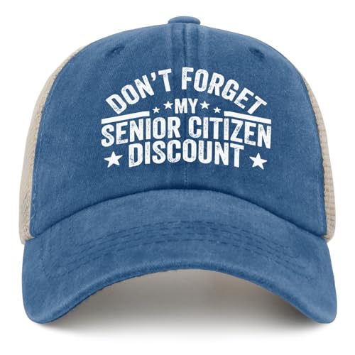 Circuframe Don't Forget My Senior Discount Hat Trucker Hat for Women Funny Baseball Caps Funny Birthday Gifts Lake Blue
