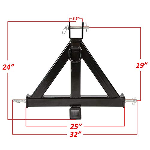 New 3 Point 2" Receiver Trailer Hitch Category 1Tractor Tow Drawbar Pull With One Year Warranty Black Heavy Duty #TOP7