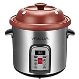 Vitaclay VM7800-5C Smart Organic Clay Multi-Crocks N' Stock Pot, 6.5 quart, Stainless Steel/Black