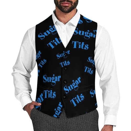 Sugar Tits Novelty Men's Suit Vest Funny Formal Dress Vests Business Waistcoat - Main Image