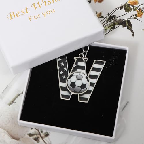 Bag Charms Initial A-Z Letter Keychain Bag Charm Soccer Keychain for Handbags Sports Bag