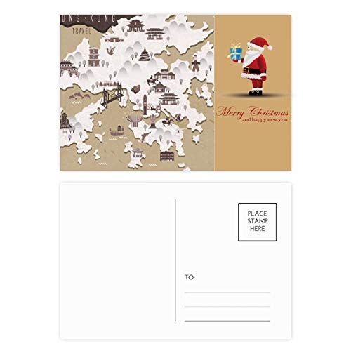 Hong Kong et le Père Noël s'invitent sur ce lot de 20 cartes postales originales pour vos vœux