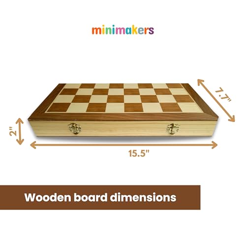 Image of Masterpiece 16 Inches Chess Board Set Magnetic, Tournament Size Wooden Chess Board Set, Handcrafted Foldable Chess with Storage & Magnetic Pieces, Valentine Gift, Game for Kids & Adults