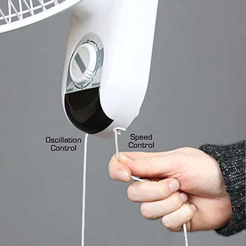 Hurricane Classic 16 Inch Oscillating Wall Mount Fan With 3 Speed Settings, White #TOP5