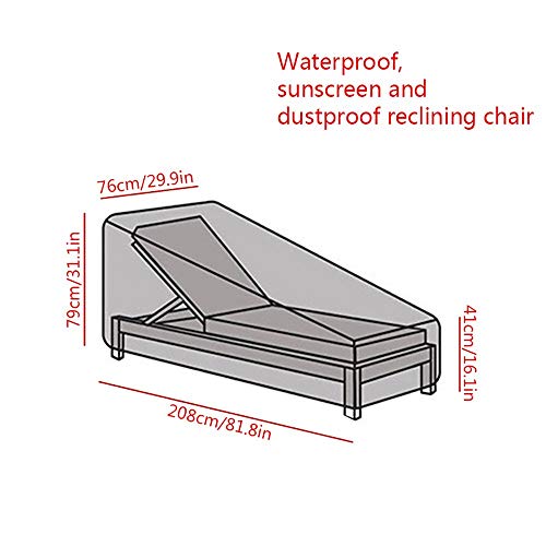 نوميو غطاء سرير شمسي خارجي مقاوم للماء ومضاد للاشعة فوق البنفسجية، غطاء من قماش اكسفورد لاثاث الحديقة والفناء، رمادي 210D (الحجم: 210 × 75 × 80/40 سم)، G06141430
