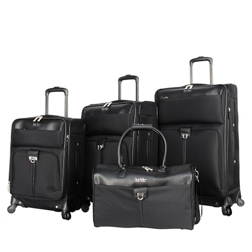 Nicole Miller Luggage Paige Collection - 4 Piece Softside Lightweight Expandable Spinner Suitcases- Set includes 17 Inch Tote Bag, 20 Inch Carry On, 24 Inch & 28 Inch Suitcases