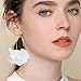 D.Rosse Boho Rose Petal Dangle Resin Earrings - Long Drop Acrylic Tiered Flower Earrings - Statement Exaggerated Floral Tassel Earrings for Women and Girls (White)