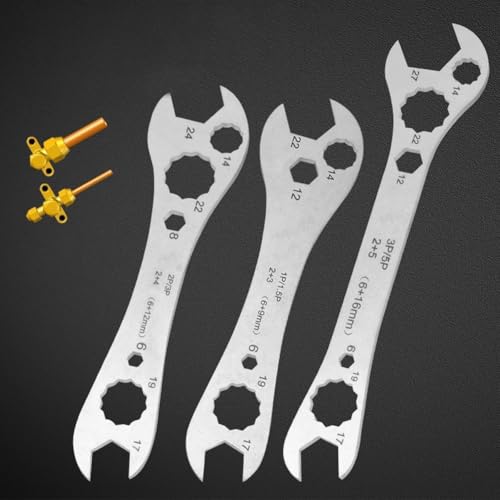 Llave ajustable para instalación de unidad de aire acondicionado al aire libre, llave rápida multifuncional 7 en 1 con alto par, acabado galvanizado, (196 mm)