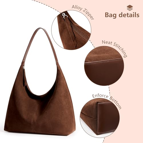 Image of KALIDI Casual Tote Bag Vegan Leather Hobo Zipper Work Bag Weekender Shoulder for Women Shoulder Travel Purse
