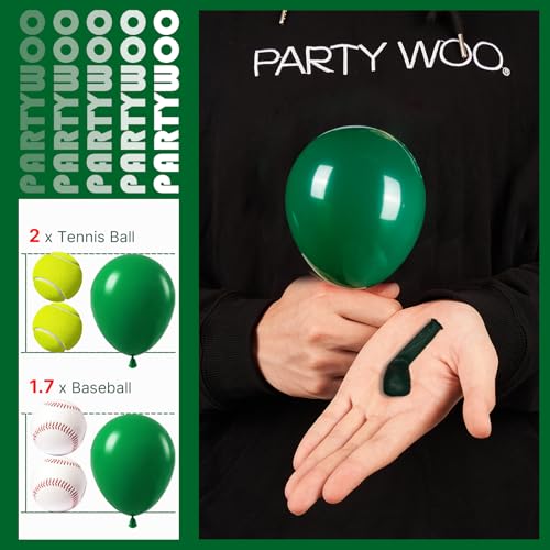 Image of PartyWoo Dark Green Balloons 100pcs 5 Inch Emerald Hunter Forest Green Balloons for Wedding Boy Baby Shower Birthday Christmas Graduation Dinosaur Jungle Golf Theme Party Decorations Green-Y56