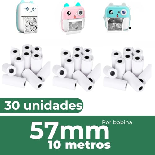 Kit 30 Bobinas Térmica Para Mini Impressora Térmica e Máquinas de Cartão 57mm 10 Metros de Papel Dia