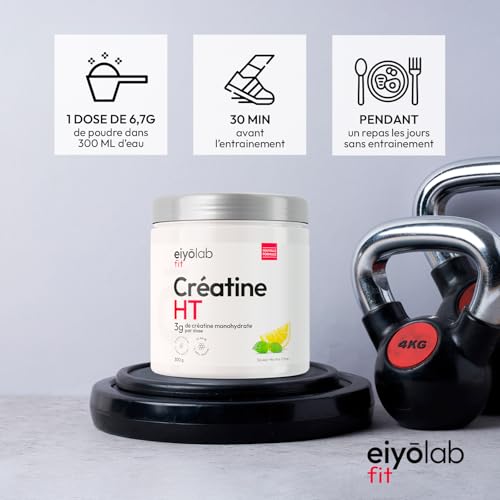 CREATINE HT | Créatine Monohydrate Pure en Poudre | Enrichie en Bêta-Alanine et HMB | Booster de Performances Musculaires | Sans Additifs | Mélange Facile Saveur Menthe Citron | 300g | Eiyolab – Image 5