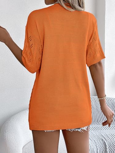 Image of Spicy Sandia Women's Loose Fit Short Sleeve Crochet Cardigan Sweaters for Summer