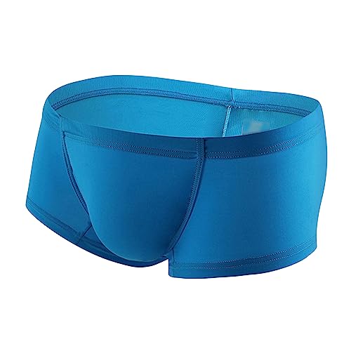 Maiyifu-GJ Men's Solid Color Low Rise Sexy Trunks Ultra-Thin U Convex Pouch Boxer Brief Ice Silk Breathable Underwear