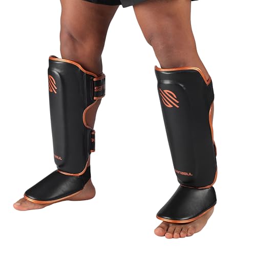 Sanabul Essential Kickboxing Shin Guards with Hook & Loop Straps Shin Pads for MMA Muay Thai and Martial Arts - Metallic Copper, XS by Sanabul - Image 2