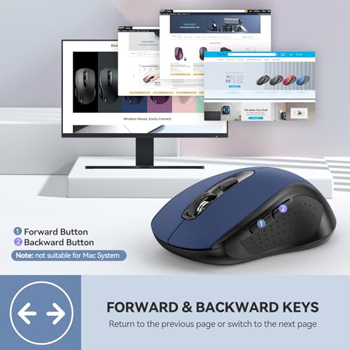 Image of TECKNET 2-in-1 Bluetooth Mouse (BT 5.0 /3.0+2.4Ghz), 6-Level 4000 DPI-Black | BT 5.0 /3.0 & 2.4G wireless mouse with 4000 DPI, silent clicks, ergonomic design, and USB receiver for laptop and PC.
