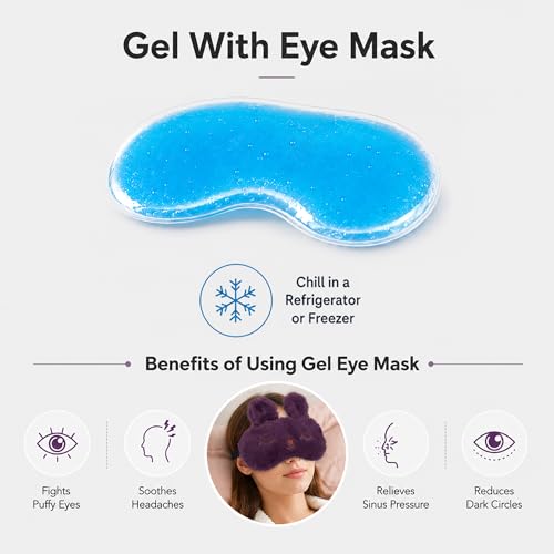 Image of Jenna Eye Mask for Sleeping with Adjustable Strap Super Soft Sleeping Mask Blind Fold for Comfortable Sleep Travelling Sleep Mask Pad for Girls Sleeping (Bunny-Purple-Gel)
