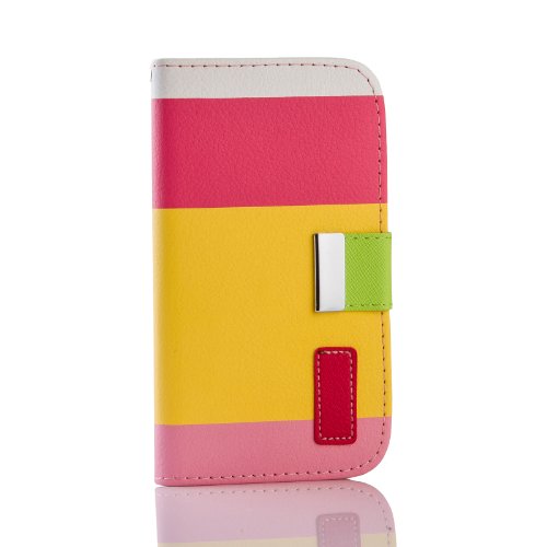 Gadgetsevil Fashion Luxury PU Leather Wallet Flip Case with Credit Card Slots & Holder For Samsung Galaxy S4 SIV I9500 / I9505 / SGH-i337 (Red/Yellow/Pink)