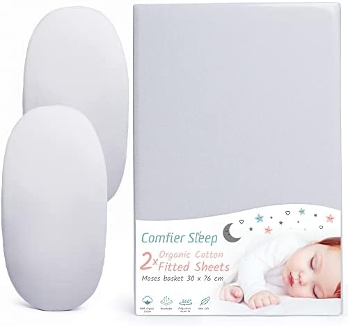 Chicco nexttome Crib Sheets 51x85cm Fully Fitted and 100% Organic Cotton Completely Natural Crib Sheets Grey and Set of 2 Ultra-soft and Comfortable Tutti Bambini Cozee Sheets Next To Me Crib Sheets