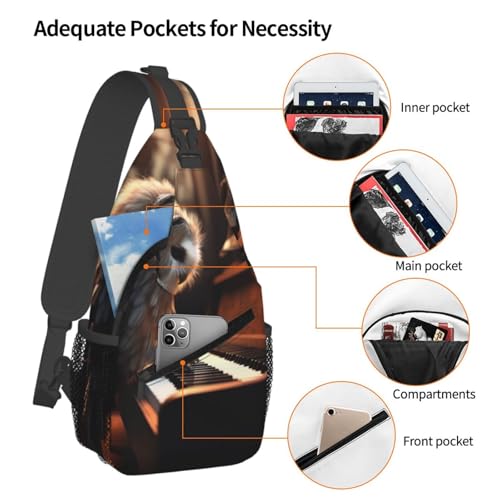 Bolso bandolera cruzado para hombres y mujeres color negro miniatura 4