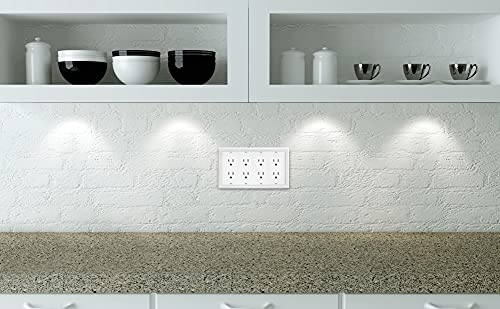 Image of Henne Bery Sunken Pearls Heavy Duty Decorative Wall Plate Switch Plate Outlet Cover (Quad Decorator, White)