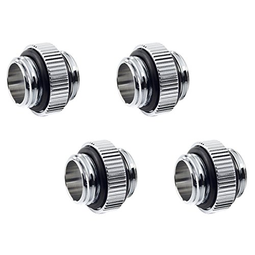 Bitspower Touchaqua G1/4" Male to Male Mini Extender Fitting, Glorious Silver, 4-Pack