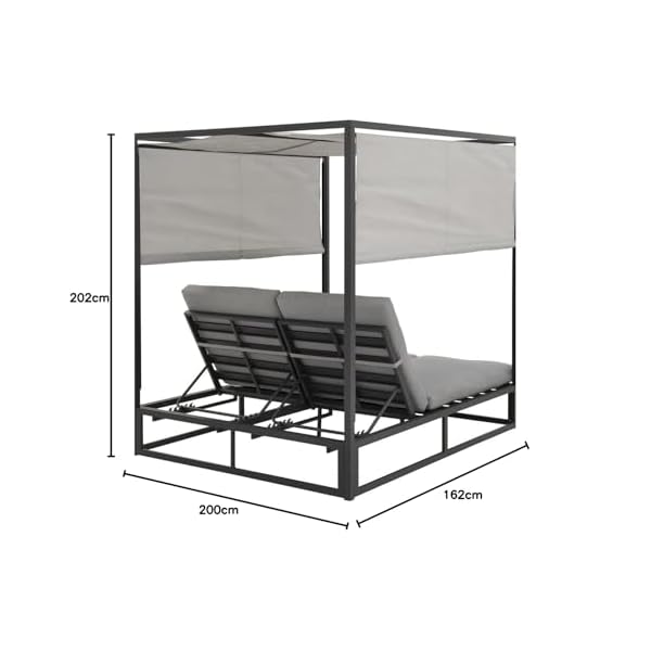 Anzio Daybed Doppel-Gartenliege Anthrazit Grau