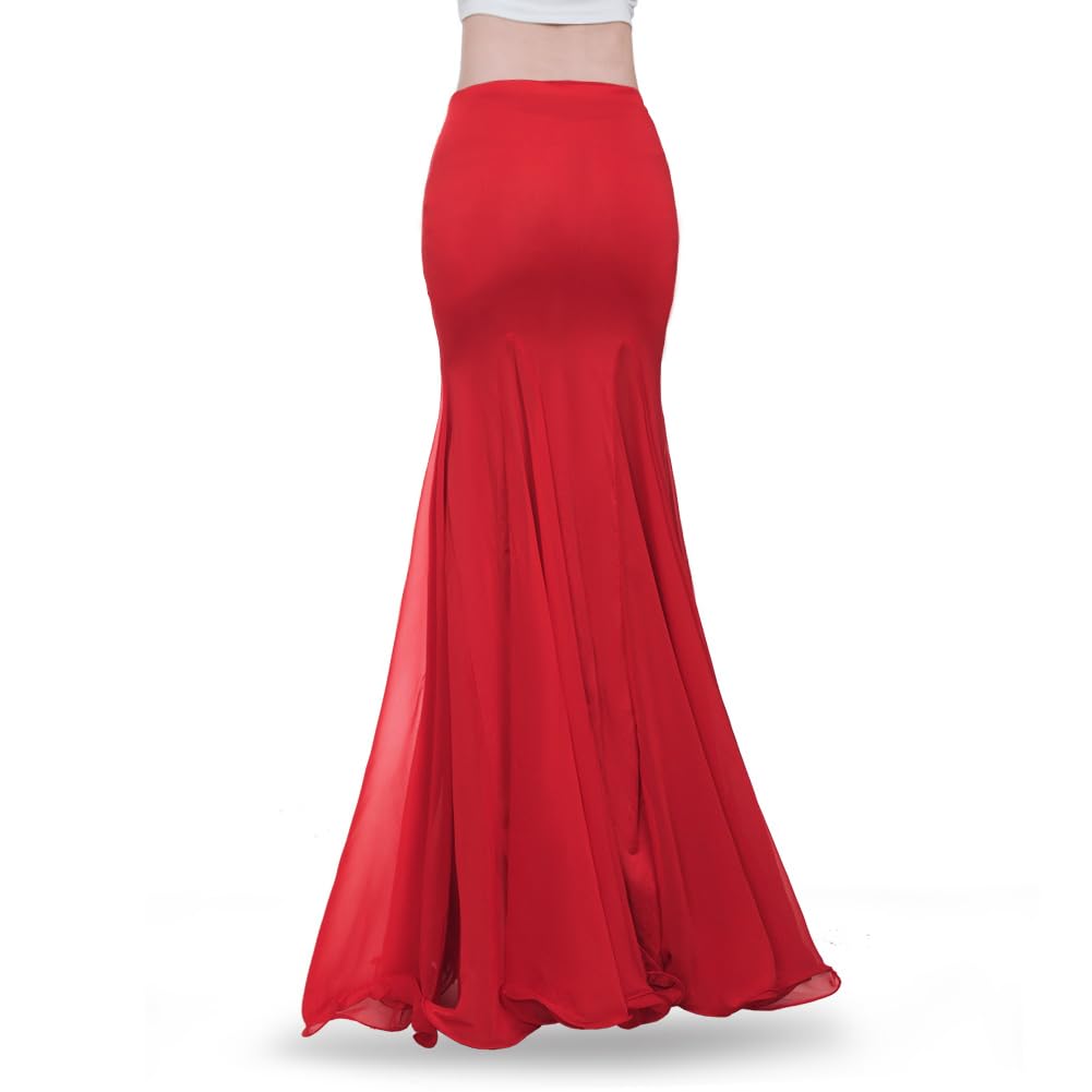 ROYAL SMEELA Gonna da Danza del Ventre Lunga per Le Donne Gonna danzatrice del Ventre Donne Gonna Danza Ventre Chiffon gonne Ballo del Ventre Adulto Costumi di Danza del Ventre Gonna Danza Orientale