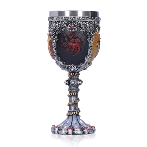 Agatige Wine Chalice Goblets, Vintage 3D Resin Dragon Pattern Wine Glasses Medieval Wine Chalice Cup Halloween Party Supplies for Whisky Cocktail Champagne Bar Accessory