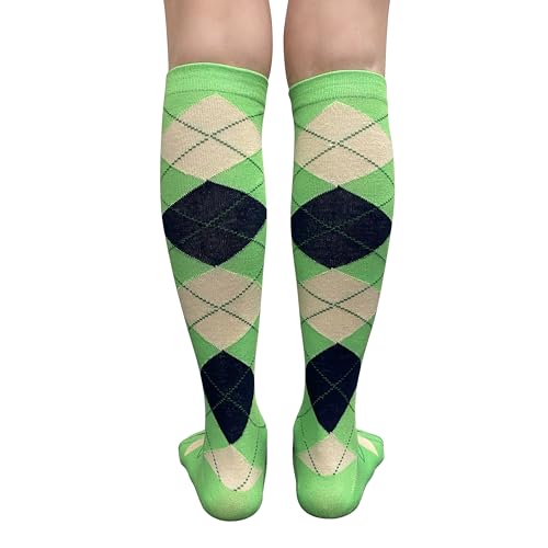 Image of Couver Women's Argyle Knee High Socks - Soft Acrylic Over the Calf Tube Style Socks for Casual Athletic - One Size