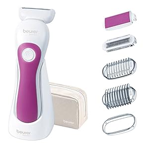 Beurer HL 36 Rasierer, elektrischer Nass- und Trockenrasierer, 4 Aufsätze, beweglicher Scherkopf mit Trimmfunktion, Scherfolie gegen Hautreizungen, helles LED Licht, mit Akku