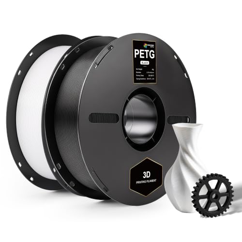 Green Toner Supply PETG 3D Printer Filament 1.75mm Bundle, Black & White Combo, High-Toughness, Dimensional Accuracy +/-