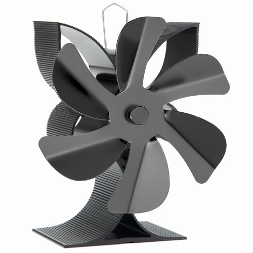HanOaki Ventilador de estufa alimentado por calor de 6 aspas, protección contra sobrecalentamiento y silencio de 25 dB, ahorra un 17% de combustible para quemadores de leña y chimeneas